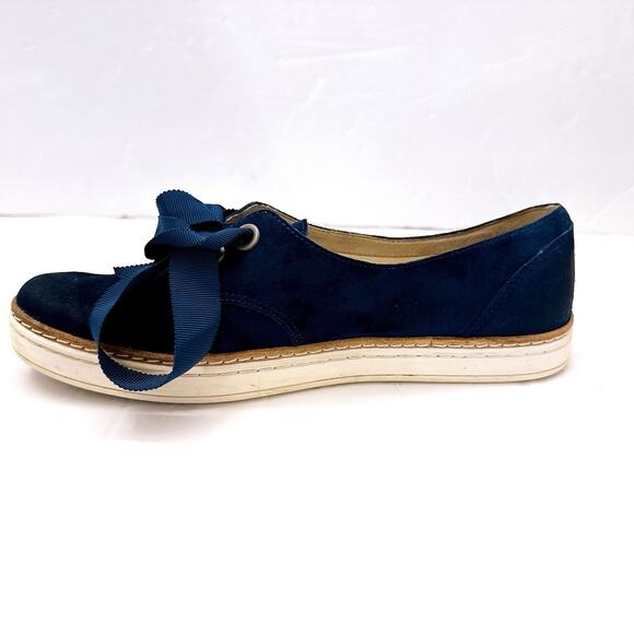 UGG Carilyn Suede Flats Women’s Size 7 Leather Blue Slip On Laces Sneaker Shoes - Picture 6 of 11